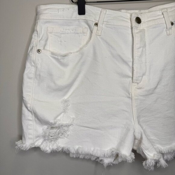 Good American Good 90s Short White Distress Size 32 Denim Minimal High Rise - Picture 4 of 10